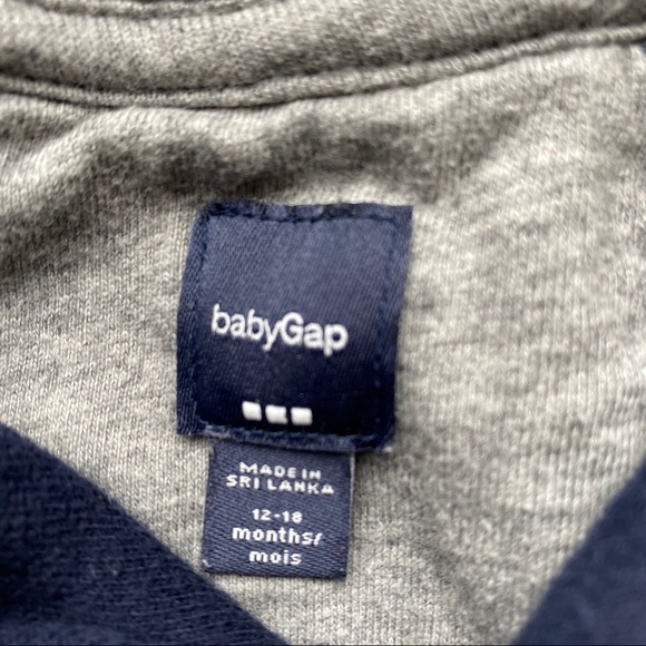Baby Gap Toddler Boys Dark Blue Double Breasted Hooded Fleece Jacket 12-18 M - Picture 3 of 16